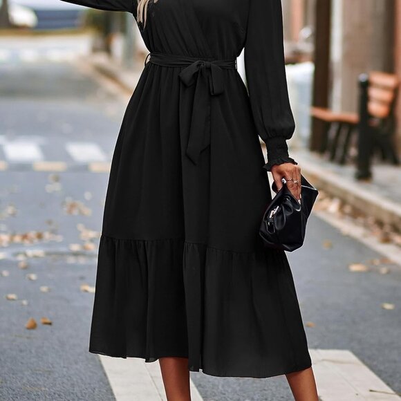 Versatile Floral Boho Maxi Dress - Long Sleeve V-Neck for Weddings & Vacations - Picture 3 of 6